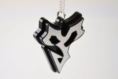 Final Fantasy Tidus Pendant Necklace - Laser Cut Acrylic - Laser Engraved Silver on Black