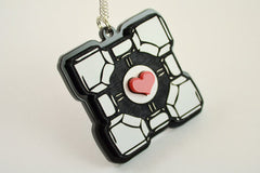 Portal Companion Cube Friendship Necklaces - 25% Sale - Laser Engraved Acrylic