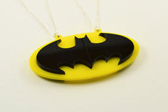 Batman Friendship Necklaces - Laser Cut Acrylic - Snap Together Best Friend Necklace Pair