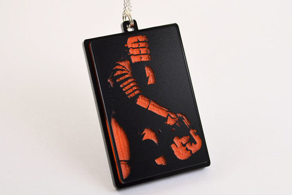 Dead Space Isaac Clarke with Plasma Cutter Pendant Necklace - Laser Cut Acrylic - Video Game Pendant